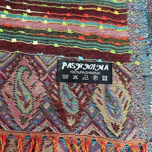 Pashmina Fringe Hem Multi-Print Long Scarf - Picture 3 of 5